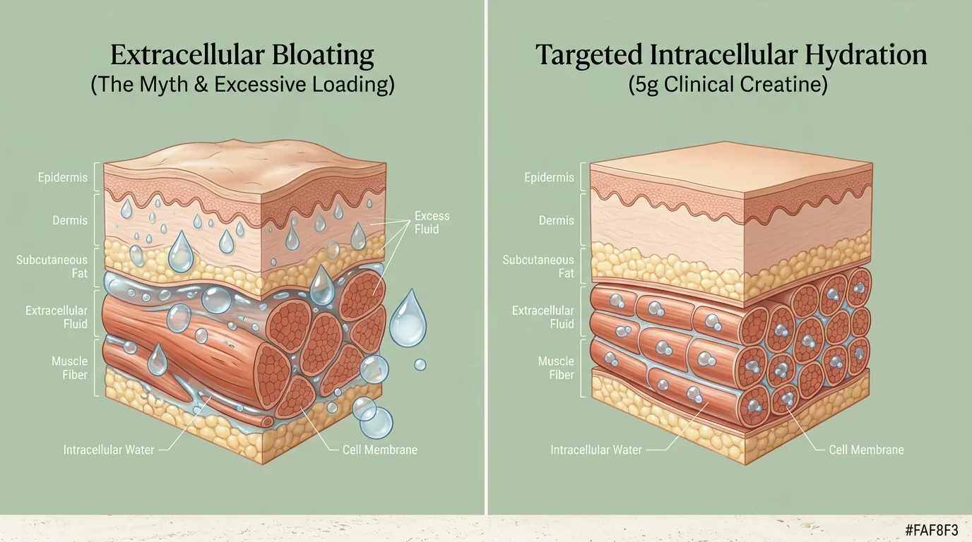 Comparison of targeted intracellular hydration versus extracellular bloating in female muscle tissue