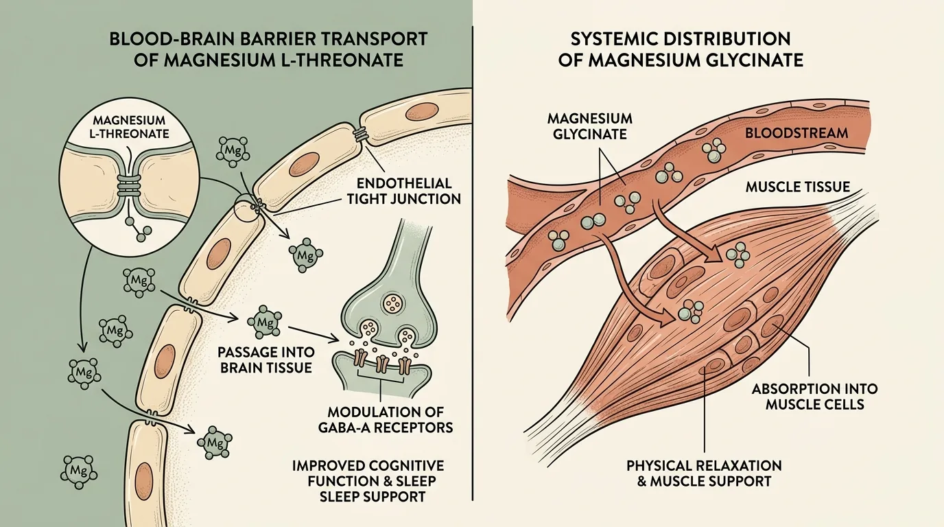Medical illustration of central nervous system GABA receptor modulation and peripheral temperature regulation